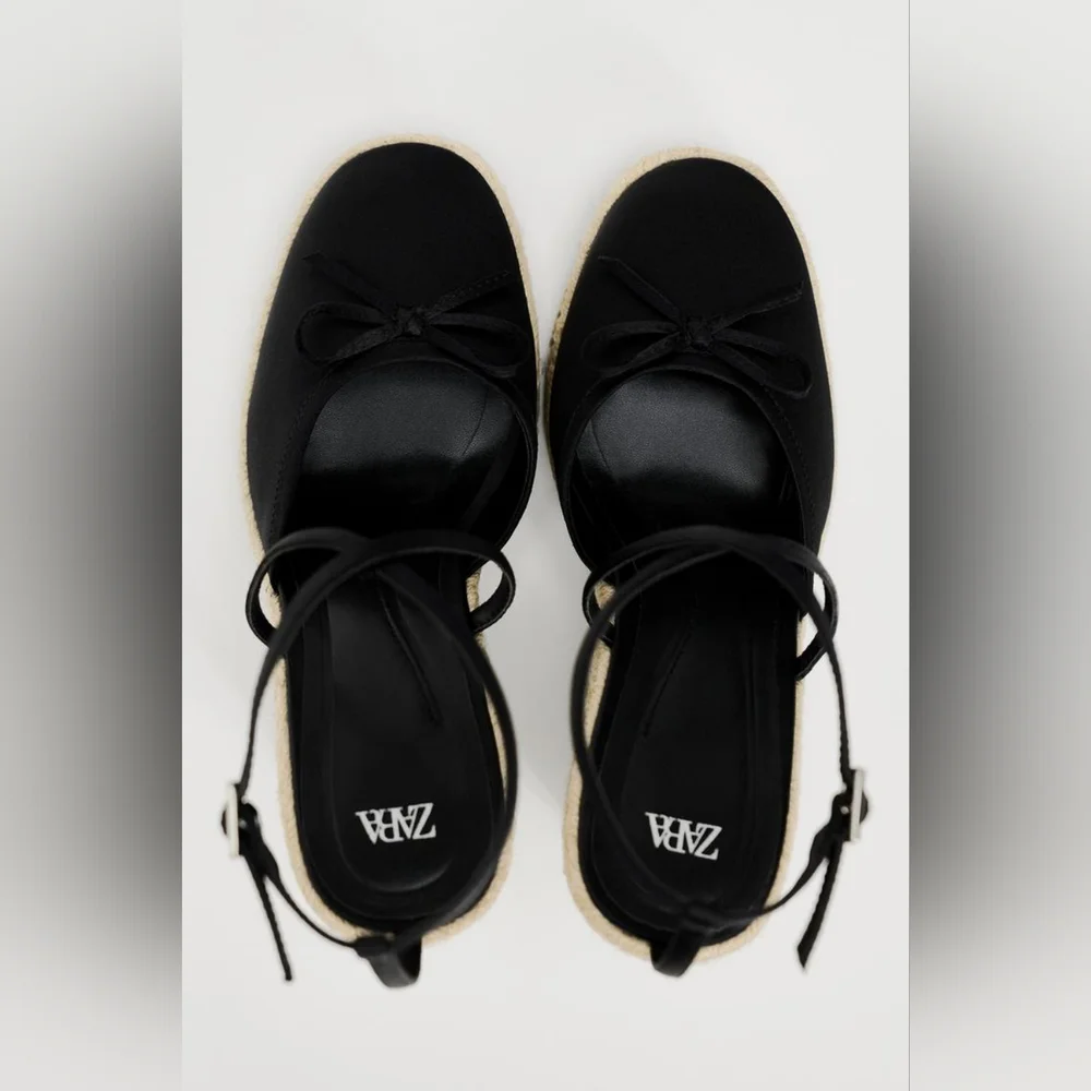 Zara Satin Effect Wedge Sandals